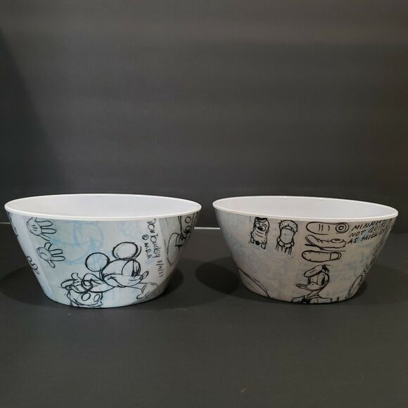 Zak Designs Mickey Mouse Sketchbook Cereal Bowl Donald Duck Pluto Blue Gray Lot - Picture 2 of 6